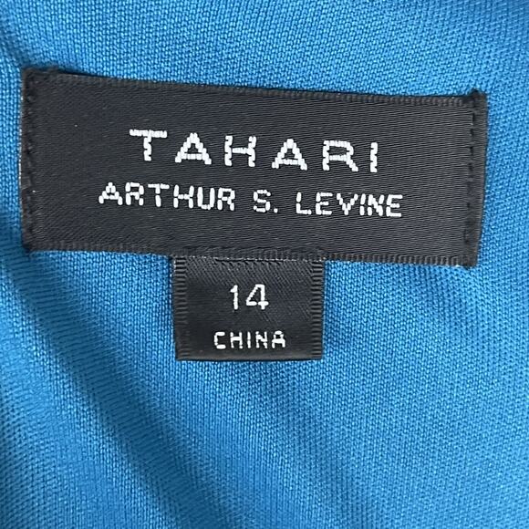 Tahari Arthur S. Levine Teal Jersey Drape Shift Dress Size 14 Career Workwear - Picture 6 of 7